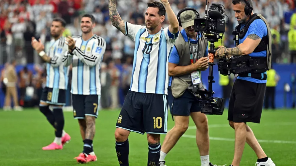 Soccer Football - FIFA World Cup 2026 - Group J - Argentina v Austria - Dallas Stadium, Arlington, Texas, U.S. - June 22, 2026 Argentina's Lionel Messi celebrates after the match IMAGN IMAGES via Reuters/Maria Lysaker