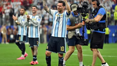Soccer Football - FIFA World Cup 2026 - Group J - Argentina v Austria - Dallas Stadium, Arlington, Texas, U.S. - June 22, 2026 Argentina's Lionel Messi celebrates after the match IMAGN IMAGES via Reuters/Maria Lysaker