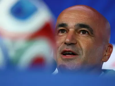Soccer Football - FIFA World Cup 2026 - Portugal Press Conference - Houston Stadium, Houston, Texas, U.S. - June 22, 2026 Portugal coach Roberto Martinez during the press conference REUTERS/Pedro Nunes