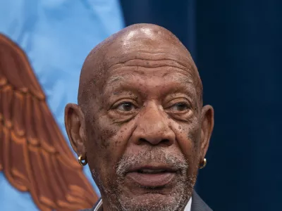Secretary of Defense Lloyd J. Austin III hosts Morgan Freeman for a private screening and conversation about Freeman's documentary film on the 761st Tank Battalion at the Pentagon, Washington, D.C., Aug. 2, 2023. (DoD photo by U.S. Navy Petty Officer 1st Class Alexander Kubitza) 