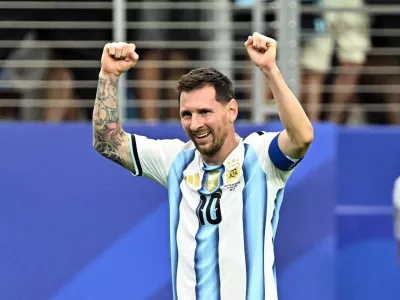 Soccer Football - FIFA World Cup 2026 - Group J - Argentina v Austria - Dallas Stadium, Arlington, Texas, U.S. - June 22, 2026 Argentina's Lionel Messi celebrates scoring their second goal IMAGN IMAGES via Reuters/Maria Lysaker