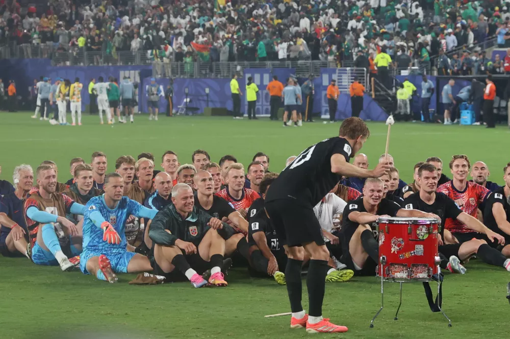 Norway players celebrate after the World Cup Group I soccer match against Senegal in East Rutherford, N.J., near New York, Monday, June 22, 2026. (AP Photo/Pamela Smith) / Foto: Pamela Smith