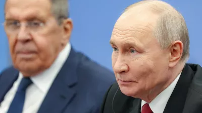 Russian President Vladimir Putin, right, accompanied by Russian Foreign Minister Sergey Lavrov, speaks with Thai Prime Minister Anutin Charnvirakul on the sidelines of the Russia-ASEAN Summit in Kazan, Russia, Thursday, June 18, 2026. (Egor Aleev, Sputnik, Kremlin Pool Photo via AP)