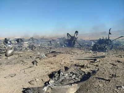 IRAN - APRIL 05: (----EDITORIAL USE ONLY - MANDATORY CREDIT - 'THE ISLAMIC REVOLUTIONARY GUARD CORPS / HANDOUT' - NO MARKETING NO ADVERTISING CAMPAIGNS - DISTRIBUTED AS A SERVICE TO CLIENTS----) A view of wreckage and remains of the downed F-15 fighter jet is seen in Iran on April 05, 2026. Colonel Ibrahim Zulfiqari, spokesperson for the Khatam al-Anbiya Central Headquarters stated regarding the U.S. operation to locate the missing co-pilot of the downed F-15 fighter jet: 'The attempt to rescue the pilot has failed.' Islamic Revolutionary Guard Corps / AnadoluNo Use USA No use UK No use Canada No use France No use Japan No use Italy No use Australia No use Spain No use Belgium No use Korea No use South Africa No use Hong Kong No use New Zealand No use Turkey