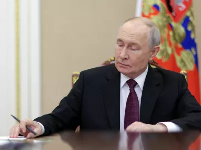 Russia's President Vladimir Putin attends a meeting with members of the government via video link in Moscow, Russia, June 23, 2026. Sputnik/Gavriil Grigorov/Pool via REUTERS ATTENTION EDITORS - THIS IMAGE WAS PROVIDED BY A THIRD PARTY.