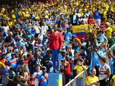 Soccer Football - FIFA World Cup 2026 - Group K - Colombia v DR Congo - Estadio Guadalajara, Guadalajara, Mexico - June 23, 2026 DR Congo fan Michel Nkuka Mboladinga before the match REUTERS/Eloisa Sanchez