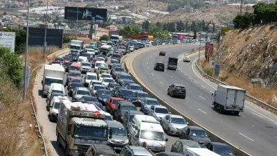 Cars queue, as displaced people make their way back to their homes in southern Lebanon following an interim deal between the U.S. and Iran, in Sidon, Lebanon, June 23, 2026. REUTERS/Aziz Taher