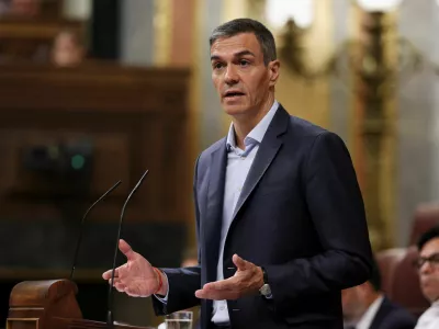 Spain's Prime Minister Pedro Sanchez addresses parliament to respond to alleged corruption cases linked to his Socialist party, in Madrid, Spain, June 24, 2026. REUTERS/Violeta Santos Moura