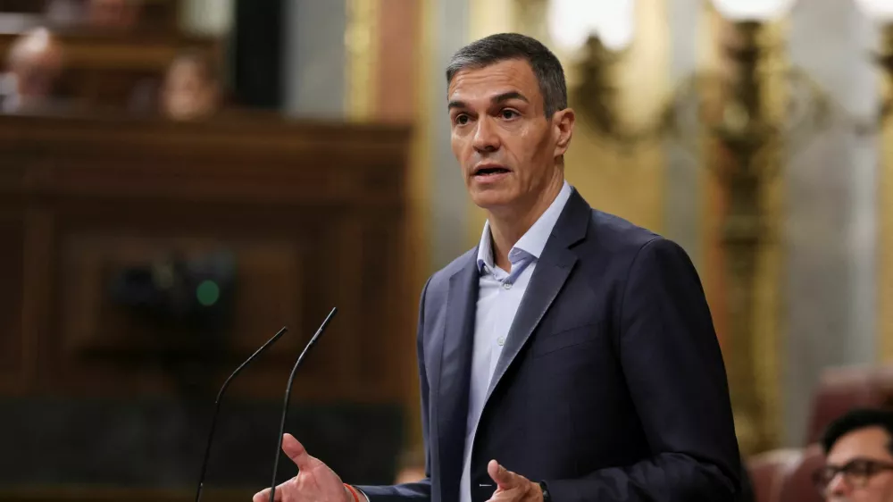 Spain's Prime Minister Pedro Sanchez addresses parliament to respond to alleged corruption cases linked to his Socialist party, in Madrid, Spain, June 24, 2026. REUTERS/Violeta Santos Moura