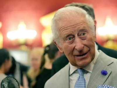 A bead of sweat runs down the cheek of Britain's King Charles as he attends a London Climate Week reception at St James's Palace, London, Britain, June 24, 2026. Yui Mok/Pool via REUTERS