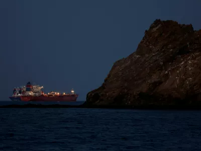 FILE PHOTO: The Callisto tanker sits anchored as the traffic is down in the Strait of Hormuz, amid the U.S.-Israeli conflict with Iran, in Muscat, Oman, March 10, 2026. REUTERS/Benoit Tessier/File Photo