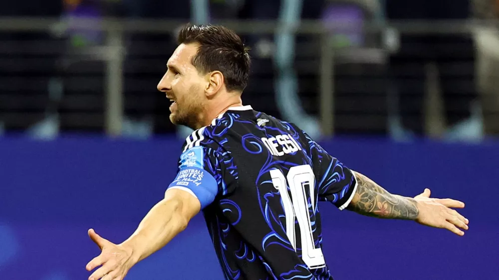 Soccer Football - FIFA World Cup 2026 - Group J - Jordan v Argentina - Dallas Stadium, Arlington, Texas, U.S. - June 27, 2026 Argentina's Lionel Messi celebrates scoring their third goal IMAGN IMAGES via Reuters/Tim Heitman