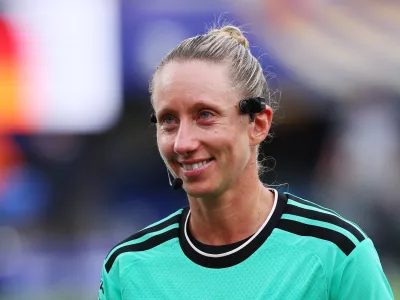 Soccer Football - FIFA World Cup 2026 - Group E - Ecuador v Germany - New York/New Jersey Stadium, East Rutherford, New Jersey, U.S. - June 25, 2026 Referee Tori Penso after the match IMAGN IMAGES via Reuters/Vincent Carchietta