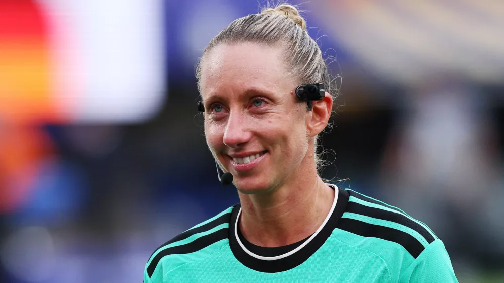 Soccer Football - FIFA World Cup 2026 - Group E - Ecuador v Germany - New York/New Jersey Stadium, East Rutherford, New Jersey, U.S. - June 25, 2026 Referee Tori Penso after the match IMAGN IMAGES via Reuters/Vincent Carchietta