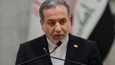Iranian Foreign Minister Abbas Araghchi speaks during a news conference with his Iraqi counterpart Fouad Hussein after their meeting at the foreign ministry in Baghdad, Iraq, Sunday, June 28, 2026. (AP Photo/Hadi Mizban)