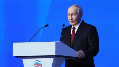 Russian President Vladimir Putin addresses the United Russia party congress in Moscow, Sunday, June 28, 2026. (Ekaterina Shtukina, Sputnik, Kremlin Pool Photo via AP)