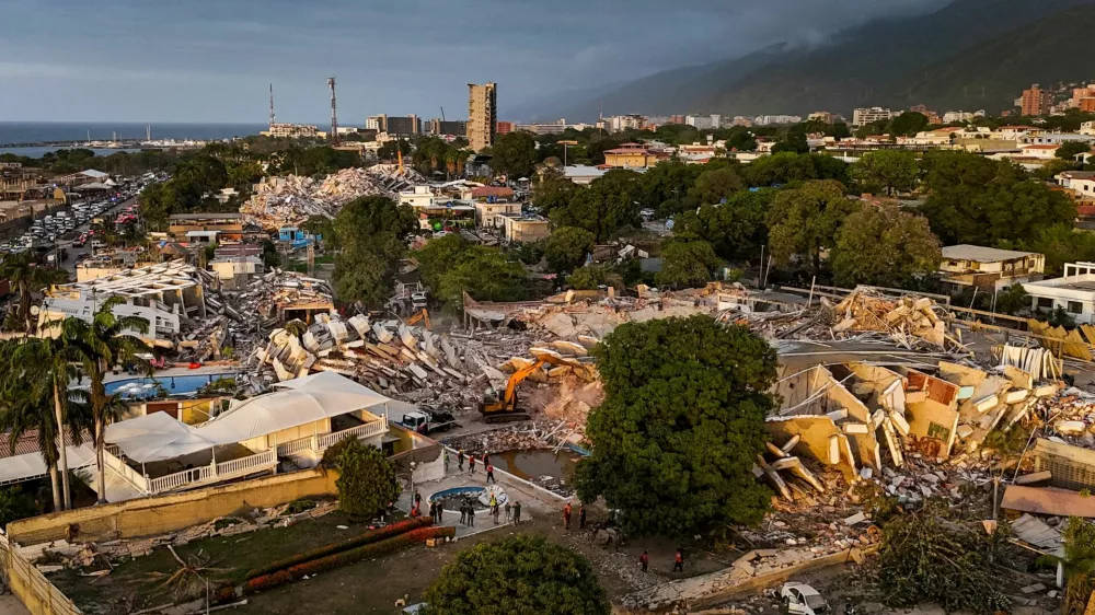 An aerial view of buildings destroyed following earthquakes in Caraballeda, La Guaira State, Venezuela, on June 29, 2026. MIGUEL MEDINA/Pool via REUTERS