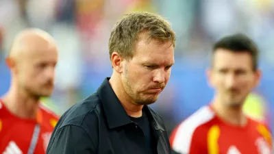 Soccer Football - FIFA World Cup 2026 - Round of 32 - Germany v Paraguay - Boston Stadium, Foxborough, Massachusetts, U.S. - June 29, 2026 Germany coach Julian Nagelsmann look dejected after the match as Germany are eliminated from the World Cup REUTERS/Peter Cziborra