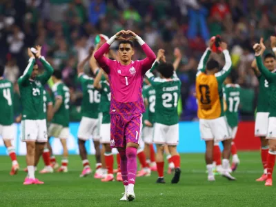 Soccer Football - FIFA World Cup 2026 - Round of 32 - Mexico v Ecuador - Estadio Azteca, Mexico City, Mexico - June 30, 2026 Mexico's Raul Rangel celebrates after the match REUTERS/Raquel Cunha