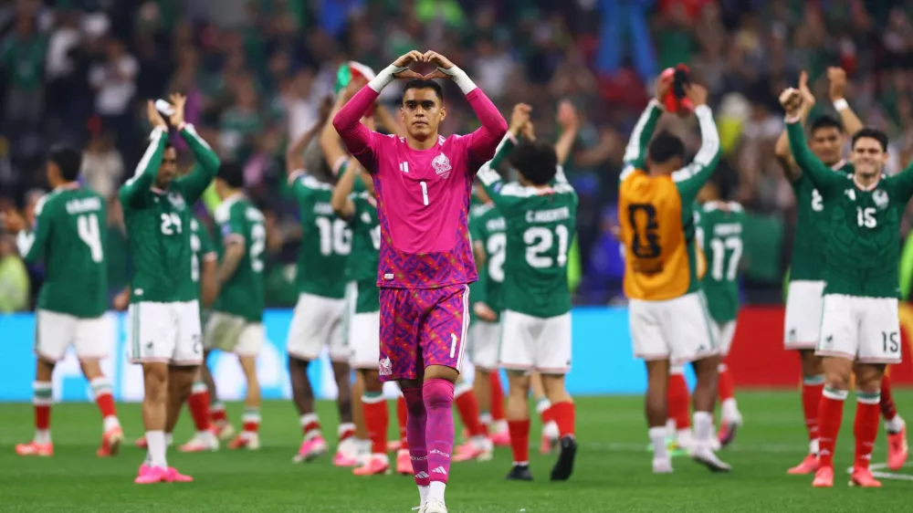 Soccer Football - FIFA World Cup 2026 - Round of 32 - Mexico v Ecuador - Estadio Azteca, Mexico City, Mexico - June 30, 2026 Mexico's Raul Rangel celebrates after the match REUTERS/Raquel Cunha