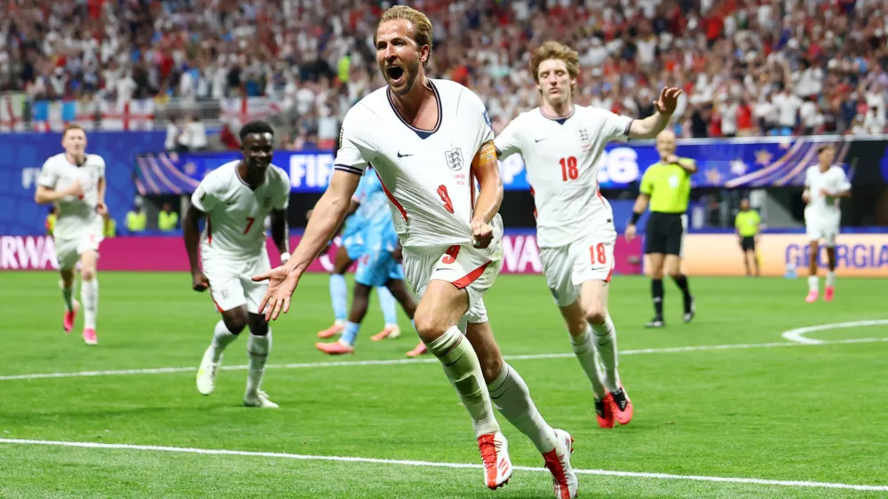 Soccer Football - FIFA World Cup 2026 - Round of 32 - England v DR Congo - Atlanta Stadium, Atlanta, Georgia, U.S. - July 1, 2026 England's Harry Kane celebrates scoring their second goal REUTERS/Claudia Greco