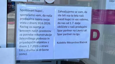 Prebivalci &Scaron;kofljice so ostali brez trgovine Merkator - Blatnik. Foto: FB
