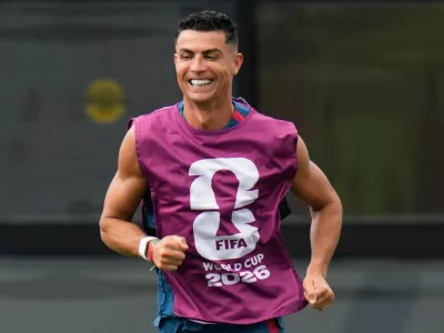 Cristiano Ronaldo trains with the Portuguese squad in Toronto on Wednesday, July 1, 2026, ahead of their FIFA 2026 World Cup Round of 32 game against Croatia. (Chris Young/The Canadian Press via AP)