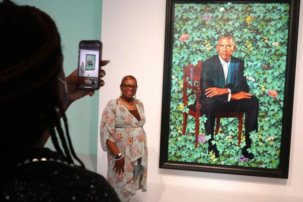 Barack Obama, umetnica Kehinde Wiley, portret. Foto: Profimedia