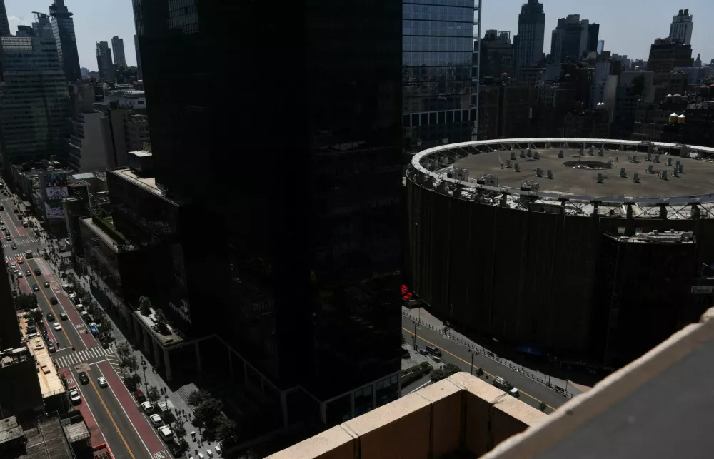 A general view of Madison Square Garden, the venue for the reported wedding celebrations of singer Taylor Swift and National Football League (NFL) player Travis Kelce, and surrounding buildings, in New York, U.S., July 3, 2026. REUTERS/Shannon Stapleton