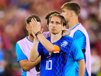 Croatia's Luka Modric (10) acknowledges supporters after losing to Portugal in the World Cup round of 32 soccer match between Portugal and Croatia in Toronto, Thursday, July 2, 2026. (Chris Young/The Canadian Press via AP)