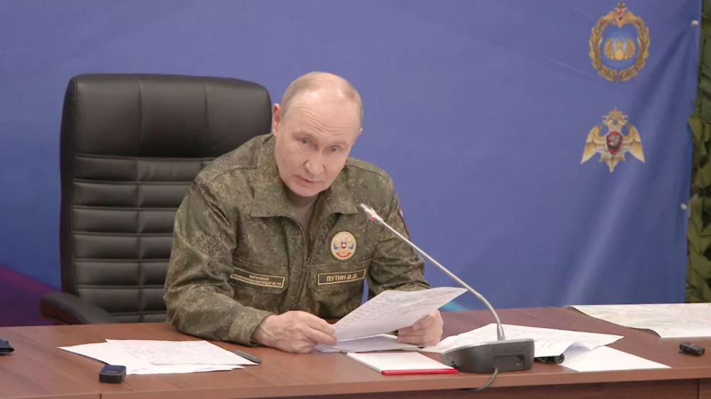 Russian President Vladimir Putin visits a command post of Russia's joint force grouping, in the course of the Russia-Ukraine conflict, at an unidentified location, in this still image taken from video released July 3, 2026. Kremlin.ru/Handout via REUTERS ATTENTION EDITORS - THIS IMAGE WAS PROVIDED BY A THIRD PARTY. MANDATORY CREDIT
