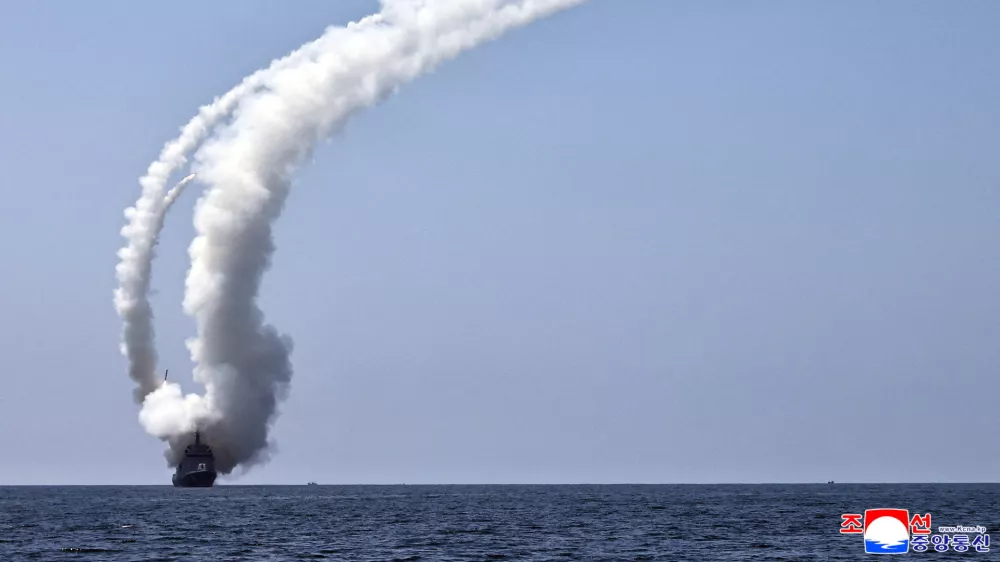 The newly built naval destroyer Kang Kon conducts tests during an assessment of its combat systems, including the test firing of a strategic cruise missile, at an unknown location in North Korea, July 3, 2026, in this picture released July 5, 2026 by North Korea's official Korean Central News Agency. KCNA via REUTERS  ATTENTION EDITORS - THIS IMAGE WAS PROVIDED BY A THIRD PARTY. REUTERS IS UNABLE TO INDEPENDENTLY VERIFY THIS IMAGE. NO THIRD PARTY SALES. SOUTH KOREA OUT. NO COMMERCIAL OR EDITORIAL SALES IN SOUTH KOREA.