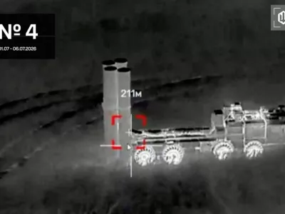 A drone approaches what Ukraine's Unmanned Systems Forces describe as a launcher of an S-400 air defence system during an attack, in Kosenki, Bryansk Oblast, Russia, in this still image taken from video released July 6, 2026.  Robert Brovdi via Telegram/Handout via REUTERS  THIS IMAGE HAS BEEN SUPPLIED BY A THIRD PARTY. NO RESALES. NO ARCHIVES. MANDATORY CREDIT. WATERMARK AND OVERLAY FROM SOURCE. VERIFICATION: - For the attack on a mobile surface-to-air missile system near land parcels, the greenery, roads and topography matched satellite imagery of Kosenki, Bryansk Oblast, Russia. - No older versions of the videos were found online before July 6.