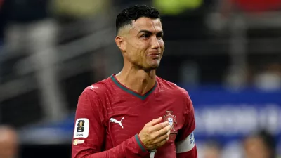 Soccer Football - FIFA World Cup 2026 - Round of 16 - Portugal v Spain - Dallas Stadium, Arlington, Texas, U.S. - July 6, 2026 Portugal's Cristiano Ronaldo looks dejected after the match as Portugal are eliminated from the World Cup IMAGN IMAGES via Reuters/Jerome Miron