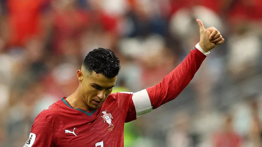 Soccer Football - FIFA World Cup 2026 - Round of 16 - Portugal v Spain - Dallas Stadium, Arlington, Texas, U.S. - July 6, 2026 Portugal's Cristiano Ronaldo reacts REUTERS/Hannah Mckay   TPX IMAGES OF THE DAY