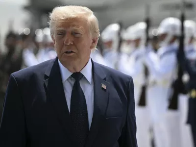 ANKARA, TURKIYE - JULY 07: US President Donald Trump at Ankara Airport, who is paying an official visit to Turkey ahead of the 36th NATO Heads of State and Government Summit in Ankara, Turkey, on July 07, 2026. Dogukan Keskinkilic/Pool via REUTERS