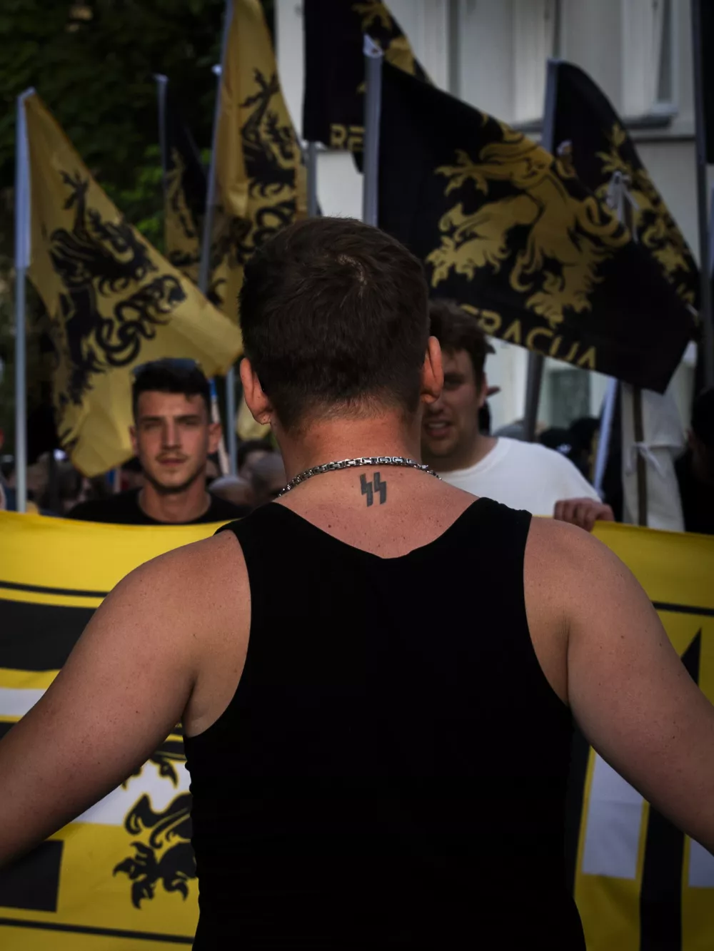 patrioti migranti fa&scaron;izem neonacisti neonacizem migracije desnica desničarji nacizem nacisti SS hitler7.07.2026 Generacija Identitete - Identitarci - pohod za domoljubje - protest proti migrantom - migranti - domoljubi Foto: Nik Erik Neubauer