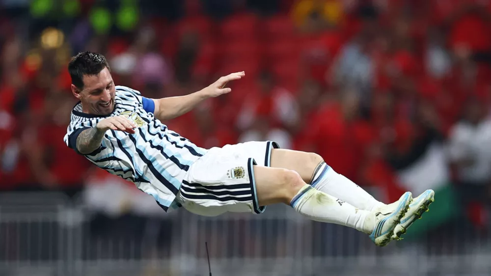 Soccer Football - FIFA World Cup 2026 - Round of 16 - Argentina v Egypt - Atlanta Stadium, Atlanta, Georgia, U.S. - July 7, 2026 Argentina's Lionel Messi celebrates after the match REUTERS/Carlos Barria