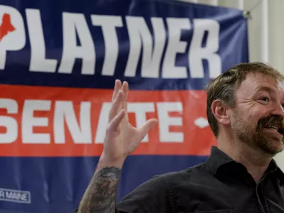 FILE PHOTO: Democratic candidate for U.S. Senate Graham Platner speaks at a campaign town hall meeting in Portland, Maine, U.S., June 7, 2026. REUTERS/Brian Snyder/File Photo