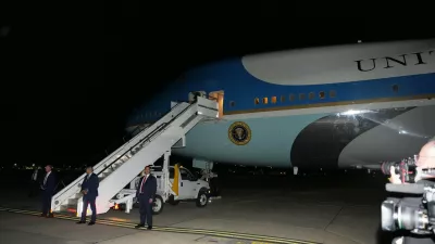 Air Force One sits on the tarmac as President Donald Trump switches planes at U.S. Air Force Base, RAF Mildenhall in Suffolk Eastern England, on his way back to Washington from the NATO summit in Ankara, Turkey,Wednesday, July 8, 2026. (AP Photo/Alex Brandon)