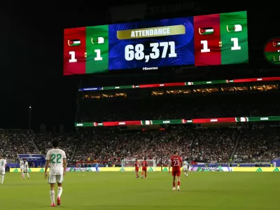 Soccer Football - FIFA World Cup 2026 - Group J - Jordan v Algeria - San Francisco Bay Area Stadium, Santa Clara, California, U.S. - June 22, 2026 General view as the match attendance is shown on the big screen during the match IMAGN IMAGES via Reuters/David Gonzales