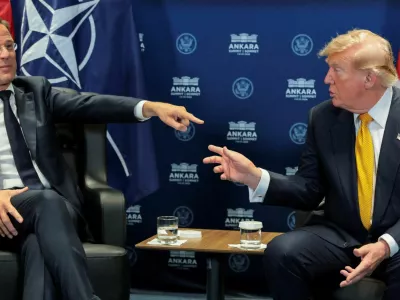 FILE PHOTO: U.S. President Donald Trump and NATO Secretary General Mark Rutte hold a bilateral meeting on the sidelines of the NATO leaders summit at the Bestepe Presidential Compound in Ankara, Turkey, July 8, 2026. REUTERS/Jonathan Ernst/File Photo