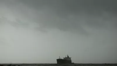 Dark monsoon clouds above the Nicaragua-flagged merchant tanker MT Al Jafzia, which drifted after its anchor broke amid rough monsoon sea conditions, off Manori beach in Mumbai, India, July 7, 2026. REUTERS/Francis Mascarenhas   TPX IMAGES OF THE DAY
