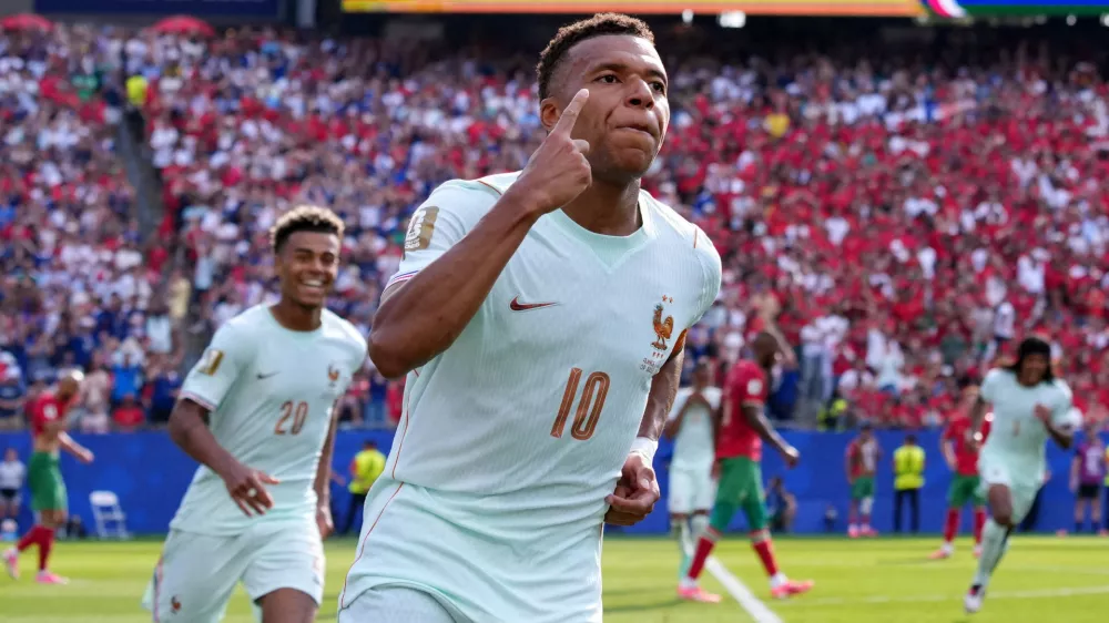 Soccer Football - FIFA World Cup 2026 - Quarter Final - France v Morocco - Boston Stadium, Foxborough, Massachusetts, U.S. - July 9, 2026 France's Kylian Mbappe celebrates scoring their first goal IMAGN IMAGES via Reuters/David Butler Ii