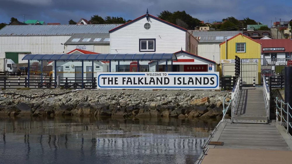 Jetty used by visitors arriving by sea in Stanley, capital of the Falkland Islands.