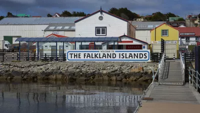 Jetty used by visitors arriving by sea in Stanley, capital of the Falkland Islands.