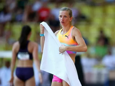 Athletics - Diamond League - Monaco - Stade Louis II, Monaco - July 10, 2026 Slovenia's Tina Sutej during the women's pole vault final REUTERS/Manon Cruz