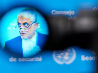 Amir-Saeid Iravani, Iran's Ambassador to the United Nations, through a viewfinder as he speaks during a stakeout after the United Nations Security Council meeting on the situation in Iran, at United Nations headquarters in New York City, U.S., July 10, 2026. REUTERS/Eduardo Munoz