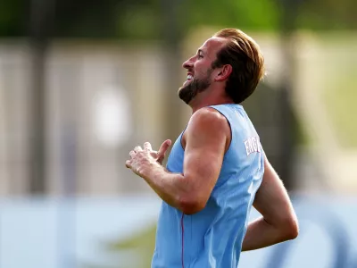 Soccer Football - FIFA World Cup 2026 - England Training - Inter Miami CF Training Facility, Fort Lauderdale, Florida, U.S. - July 10, 2026 England's Harry Kane during training REUTERS/Marco Bello