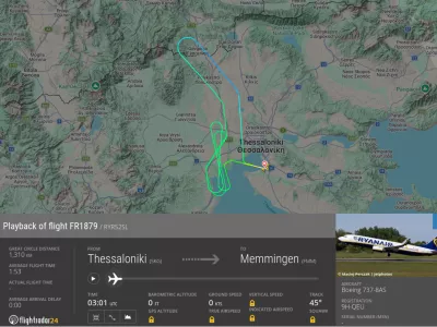 Pot letala, kot so jo spremljali radarji. / Foto: Flightradar24